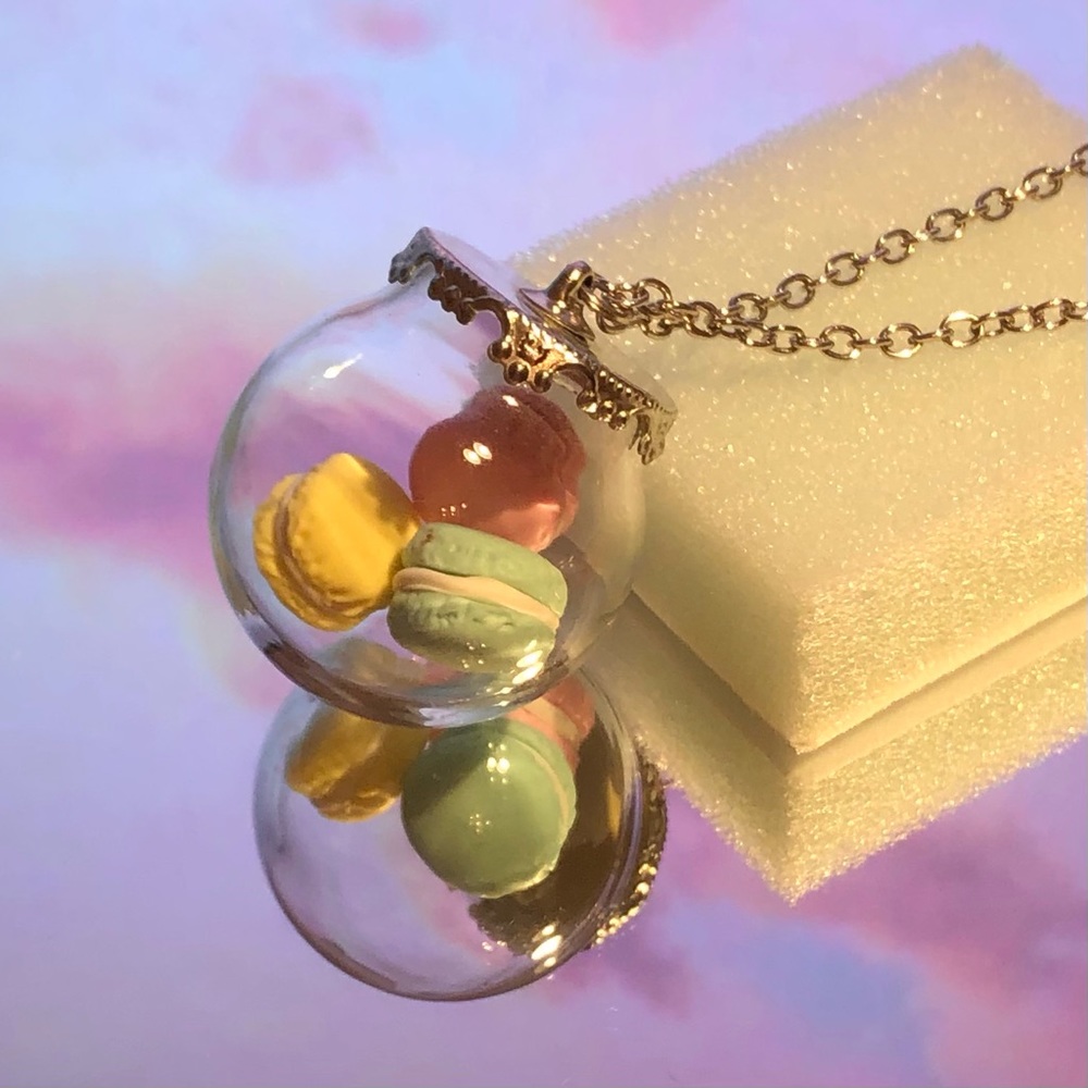 Handmade macaron globe necklace